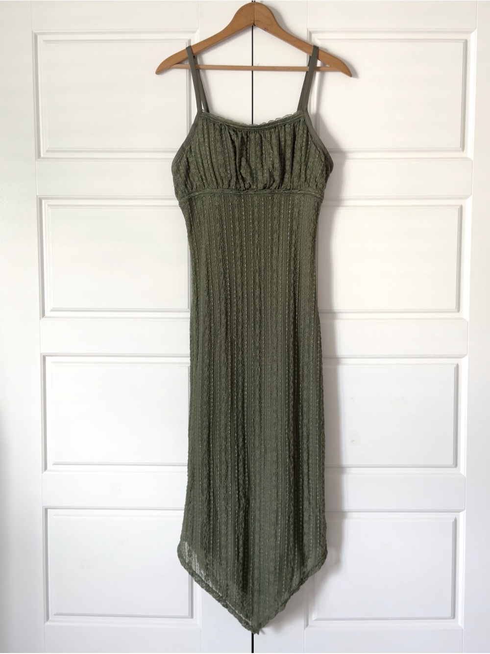 Floral Lace Y2K Babydoll Slip Dress Medium Green Fairy Grunge Whimsy Boho Forest